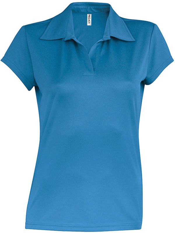 Ladies' short-sleeved polo shirt Aqua Blue