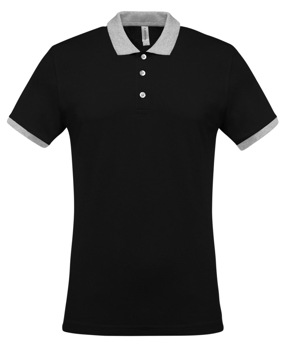 Two-tone piqué polo shirt Black/Oxford Grey