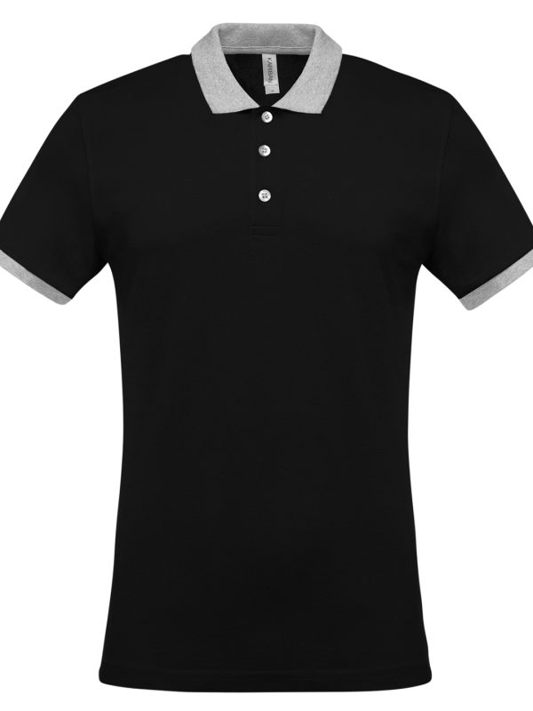 Two-tone piqué polo shirt Black/Oxford Grey