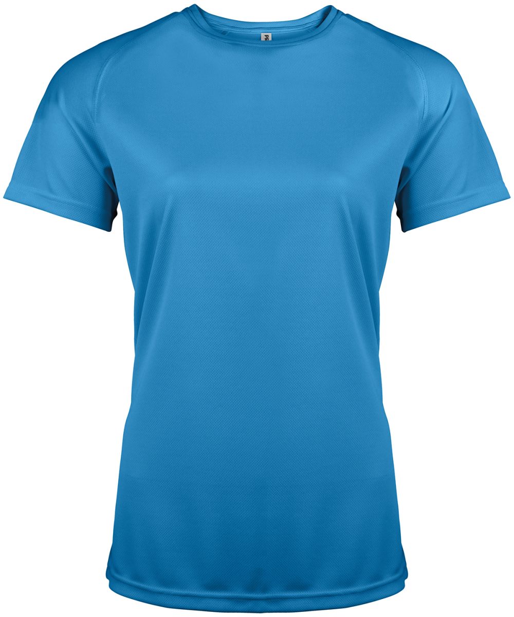 Ladies' short-sleeved sports T-shirt Aqua Blue