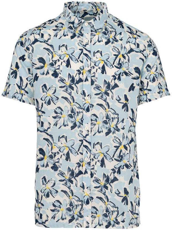 Ivory Floral Blue Shirts
