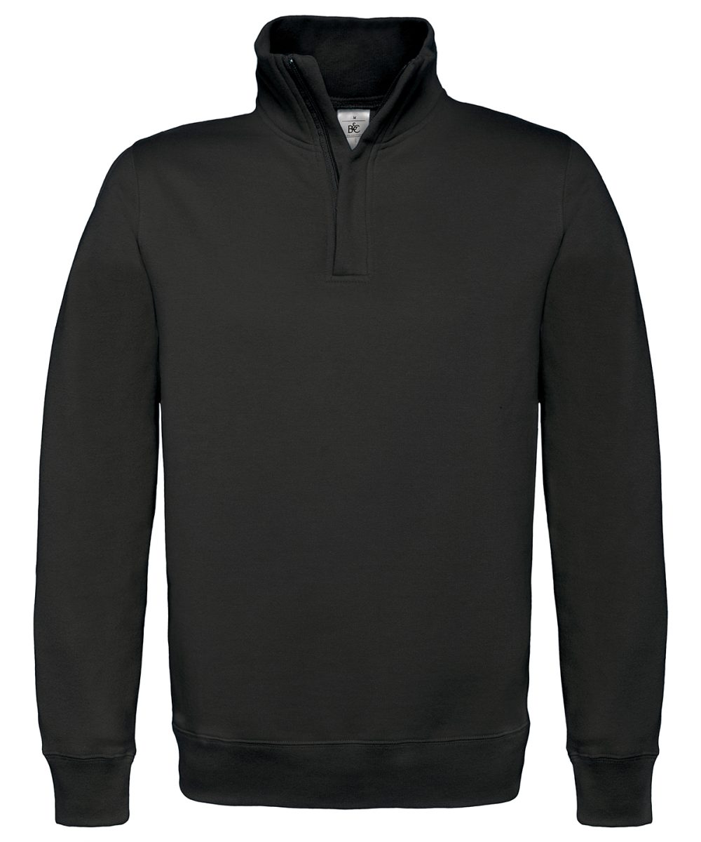 Black B&C ID.004 ¼ zip sweatshirt