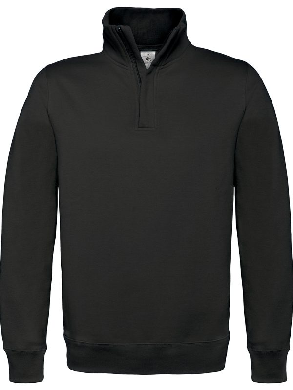 Black B&C ID.004 ¼ zip sweatshirt