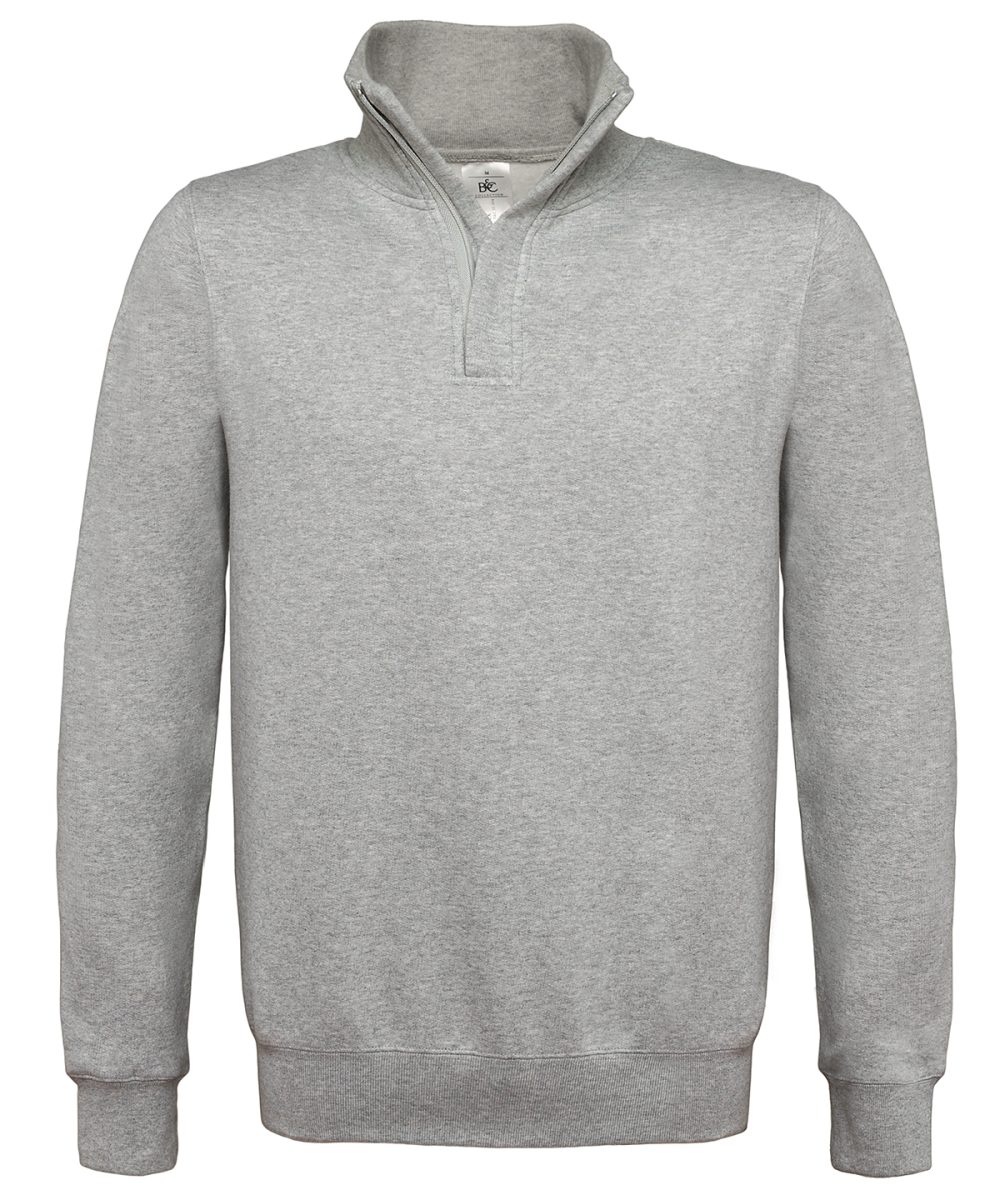 Heather Grey B&C ID.004 ¼ zip sweatshirt