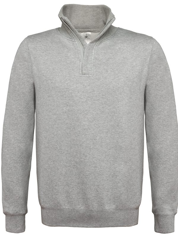 Heather Grey B&C ID.004 ¼ zip sweatshirt