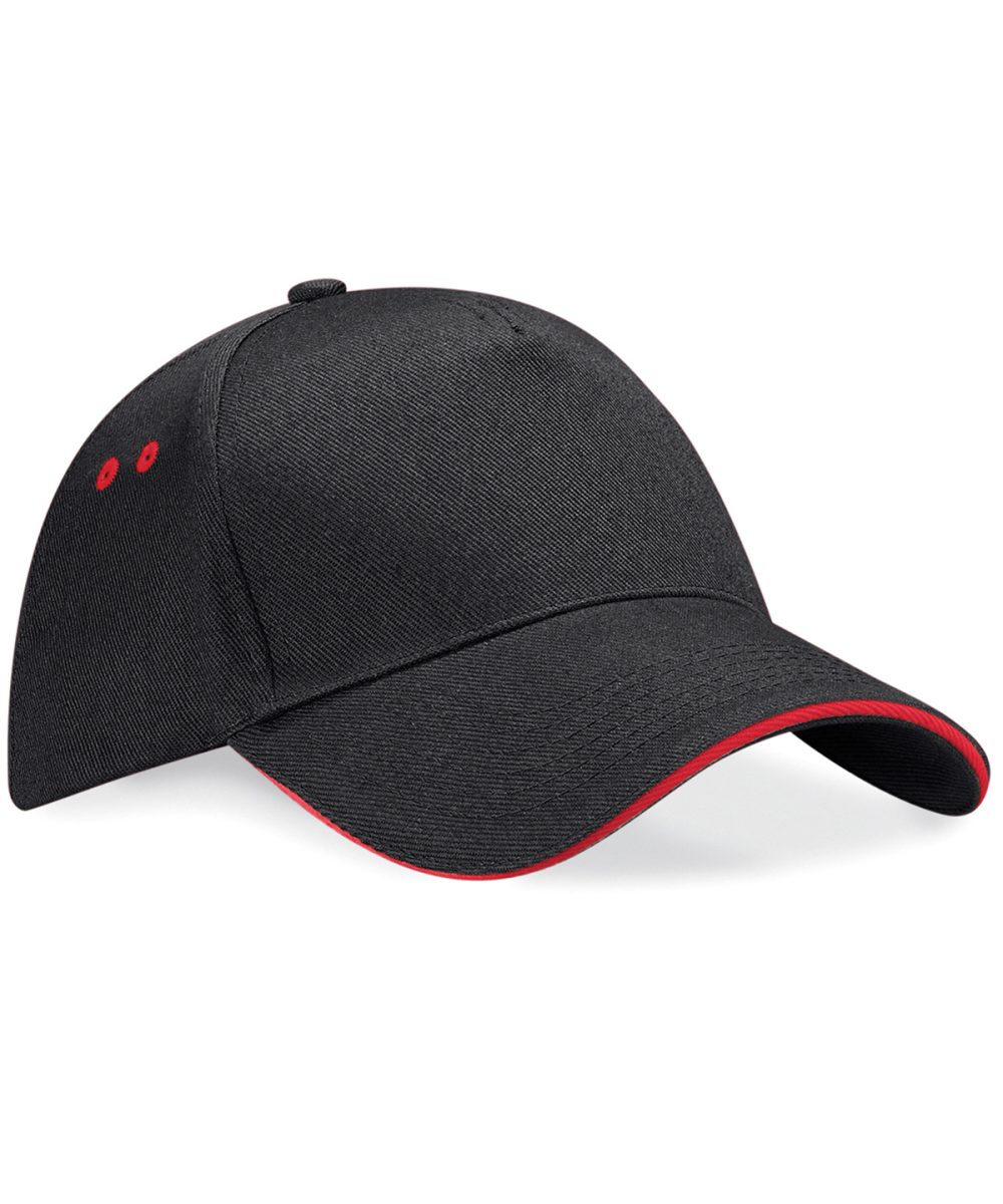 Black/Classic Red Ultimate 5-panel cap - sandwich peak