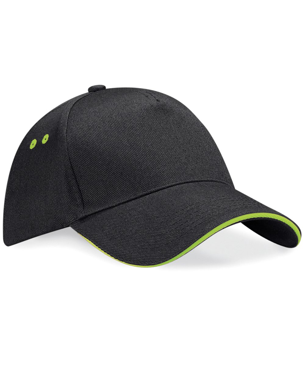 Black/Lime Green Ultimate 5-panel cap - sandwich peak