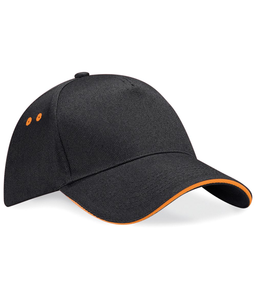 Black/Orange Ultimate 5-panel cap - sandwich peak