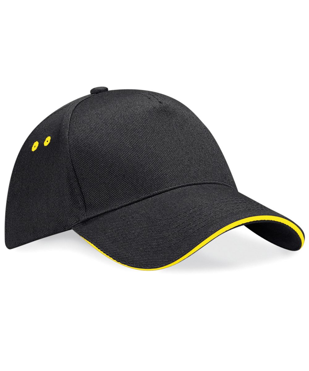 Black/Yellow Ultimate 5-panel cap - sandwich peak