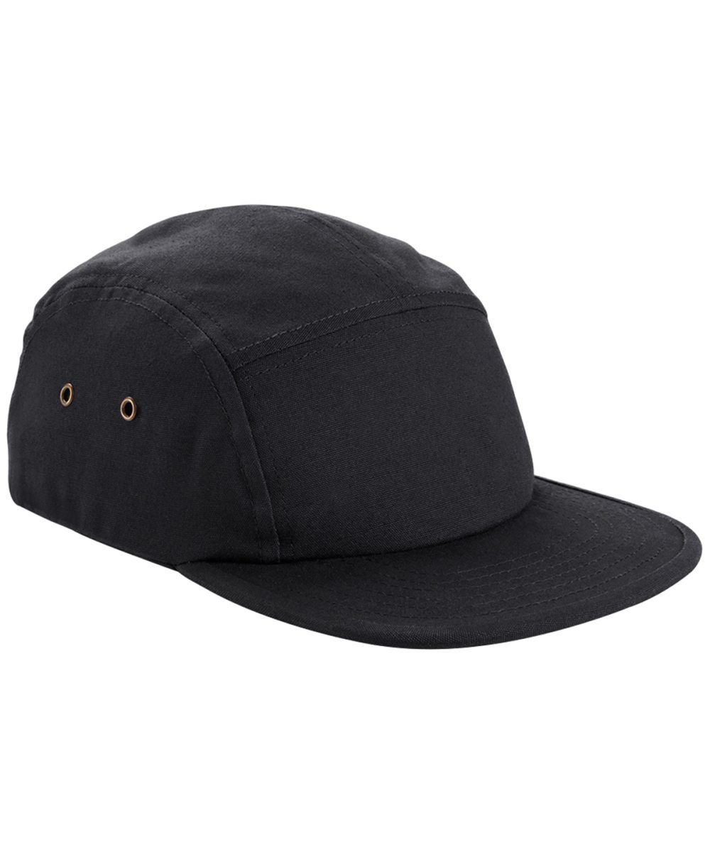 Black Canvas 5-panel camper cap