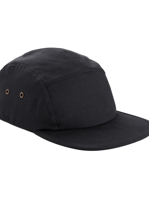 Black Canvas 5-panel camper cap