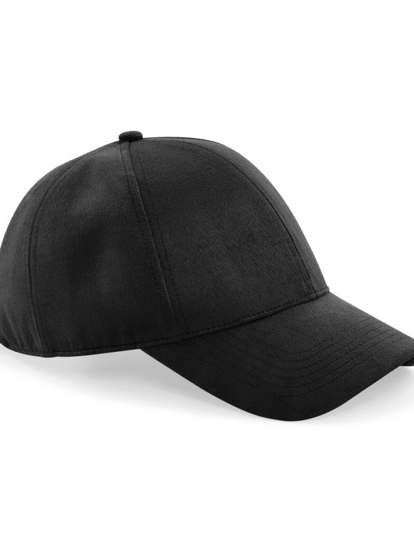 Black Faux suede 6-panel cap