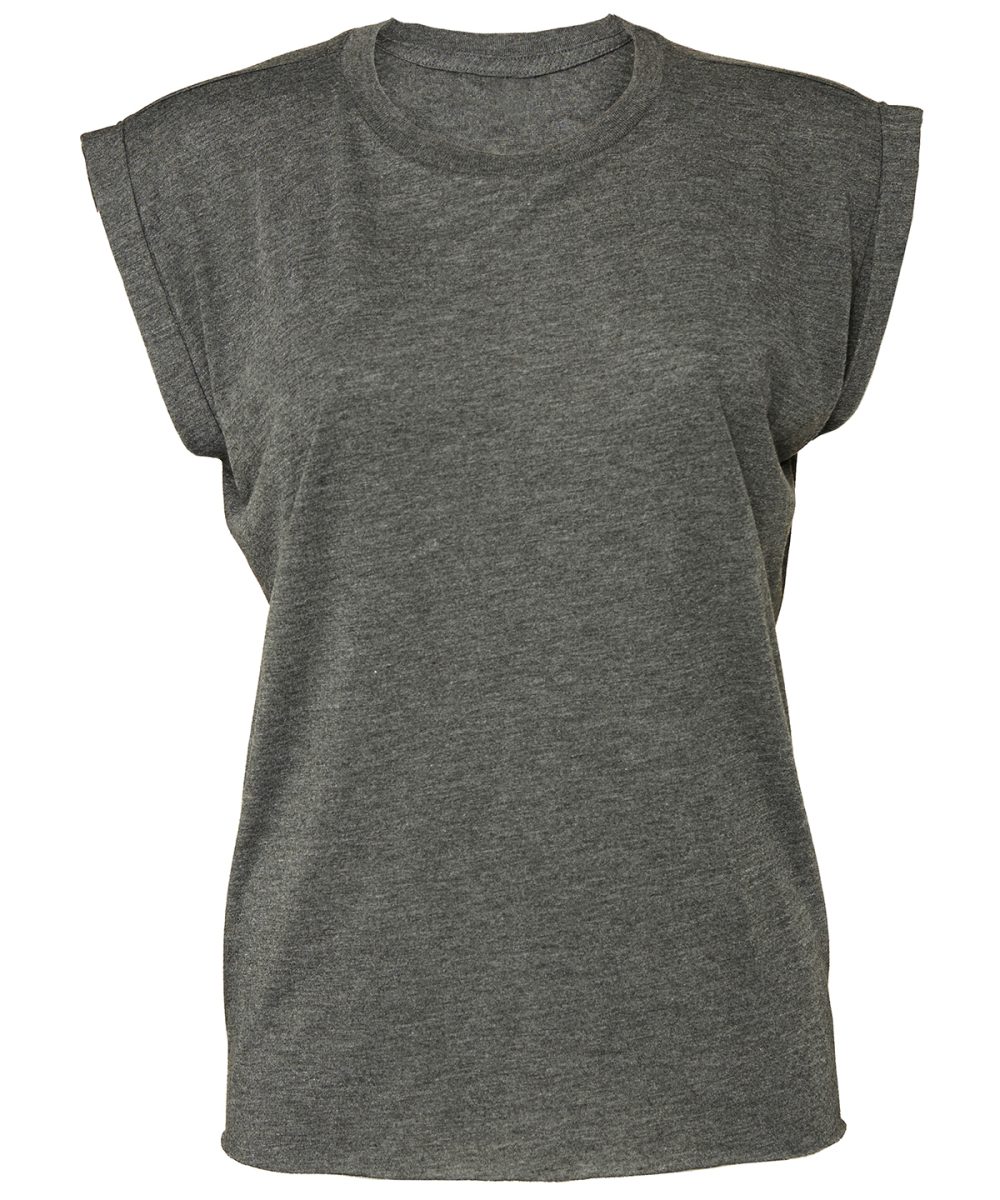 Dark Grey Heather Women's flowy muscle tee with rolled cuff