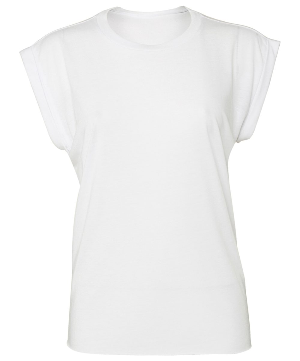 White Women's flowy muscle tee with rolled cuff