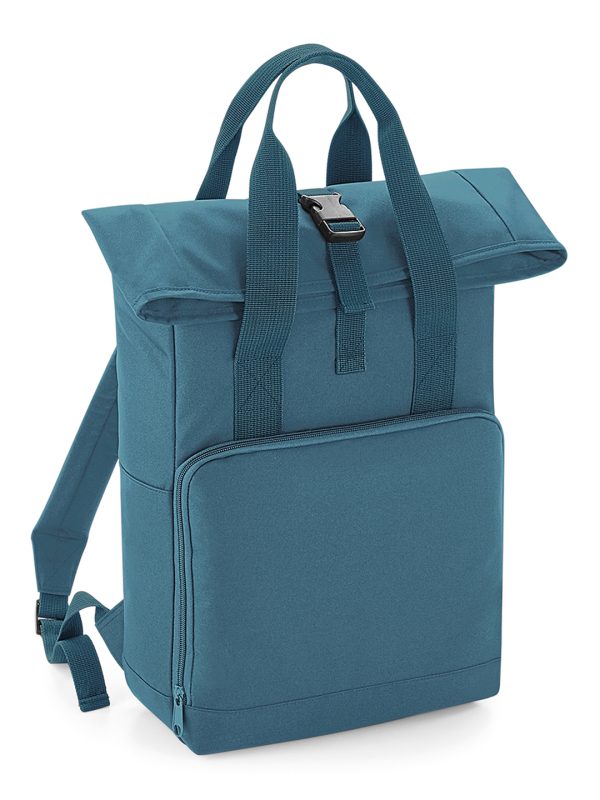 Airforce Blue Twin handle roll-top backpack