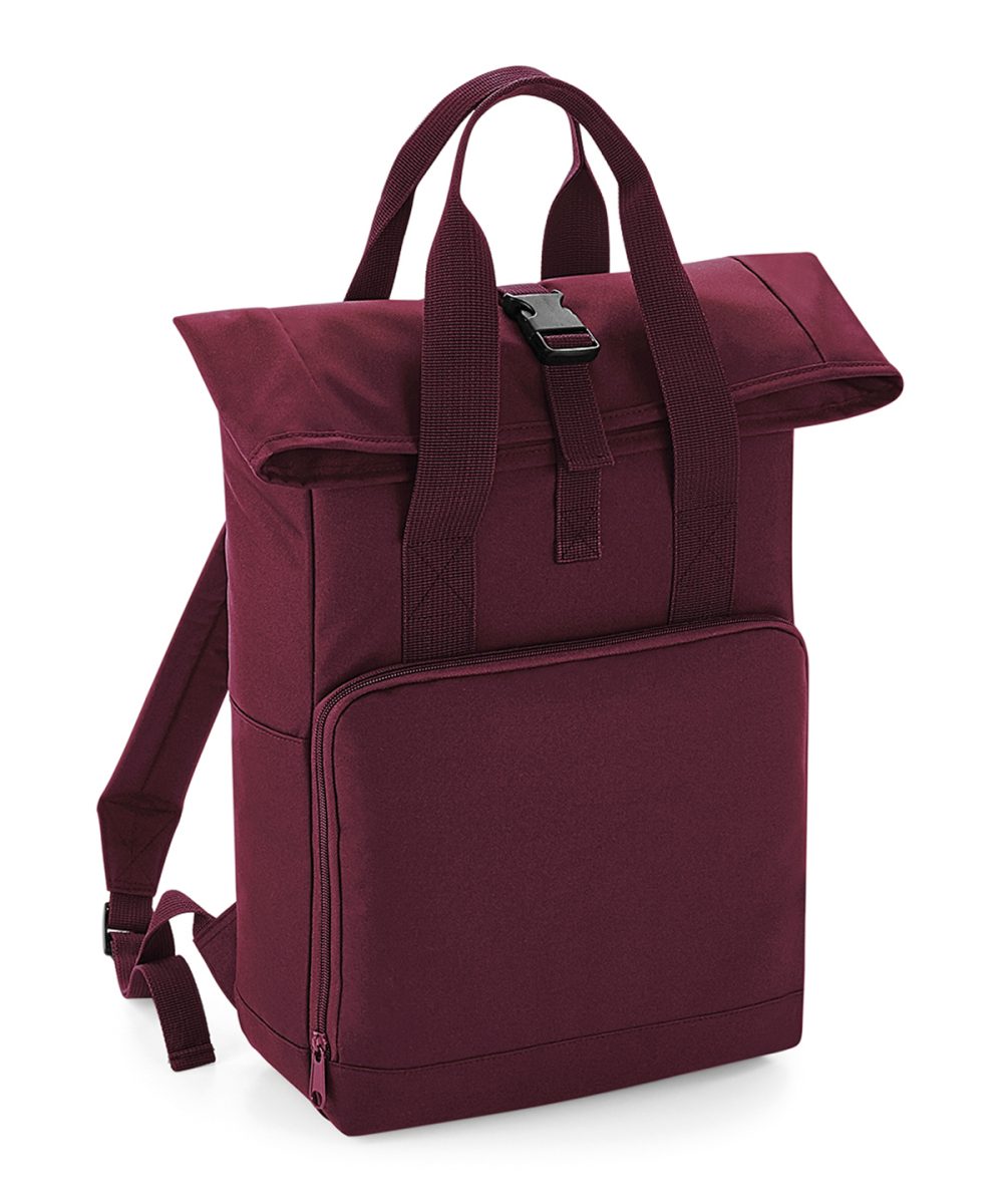 Burgundy Twin handle roll-top backpack