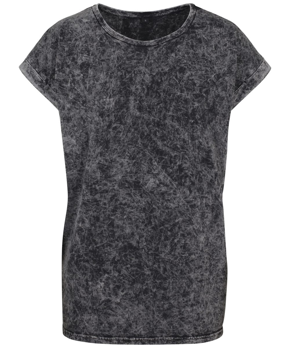 Dark Grey/White Women's acid washed extended shoulder tee