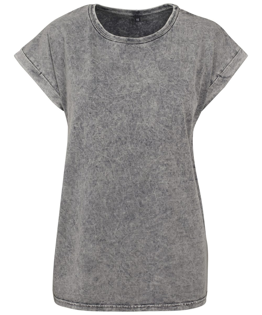 Grey/Black Women's acid washed extended shoulder tee