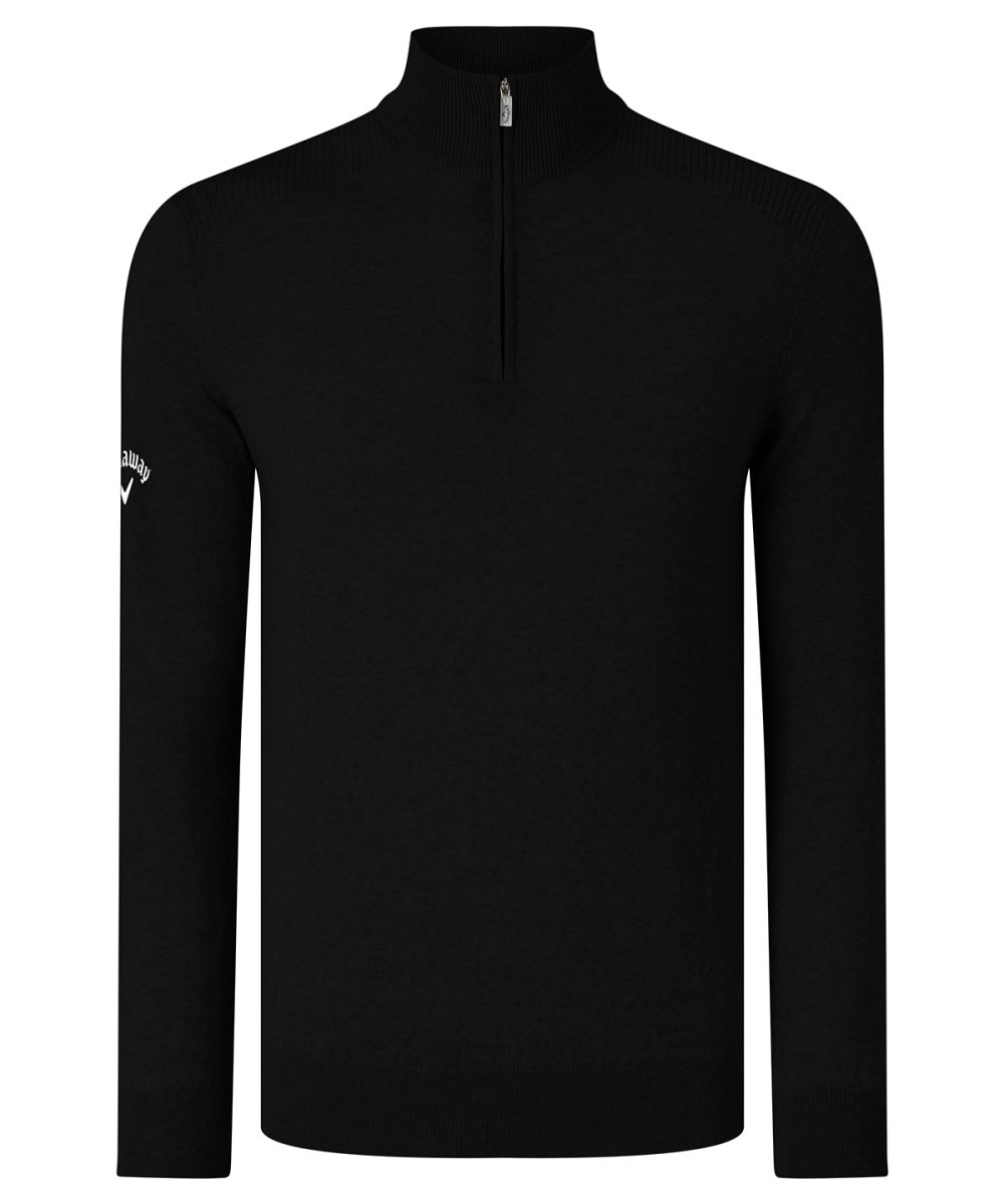 Black Onyx Ribbed ¼ zip Merino sweater