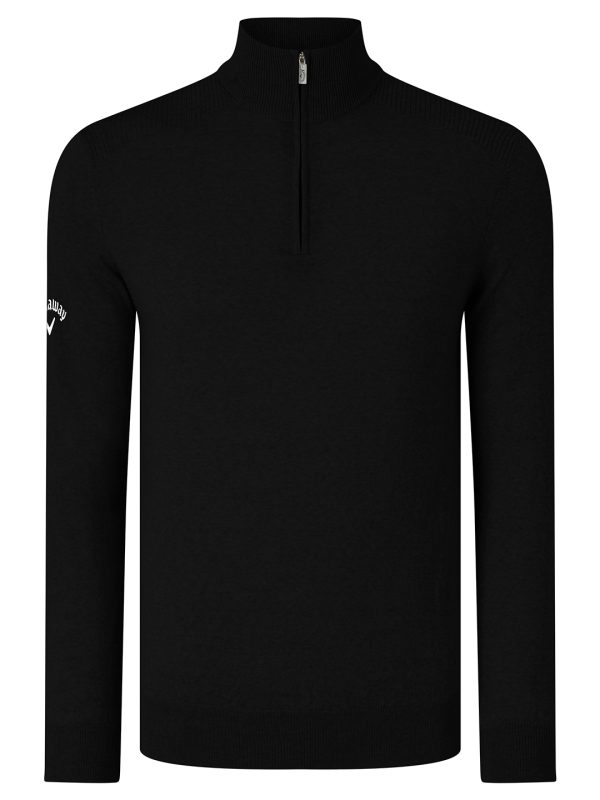 Black Onyx Ribbed ¼ zip Merino sweater