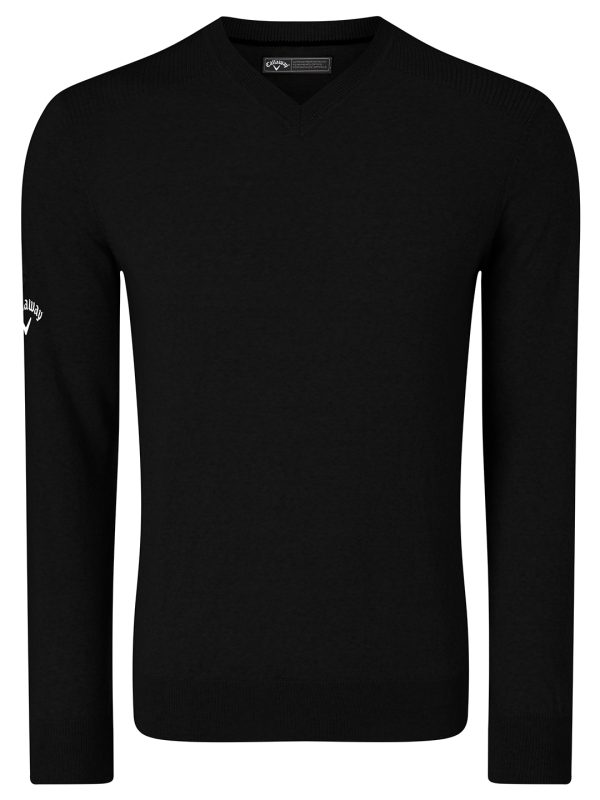 Black Onyx Ribbed v-neck Merino sweater