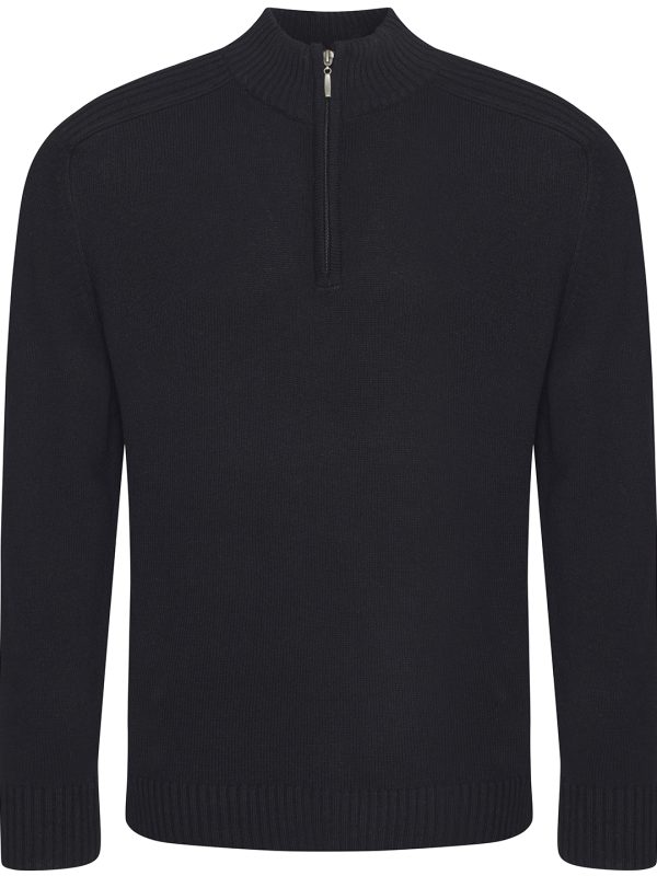 Black Wakhan ¼ regen zip knit sweater