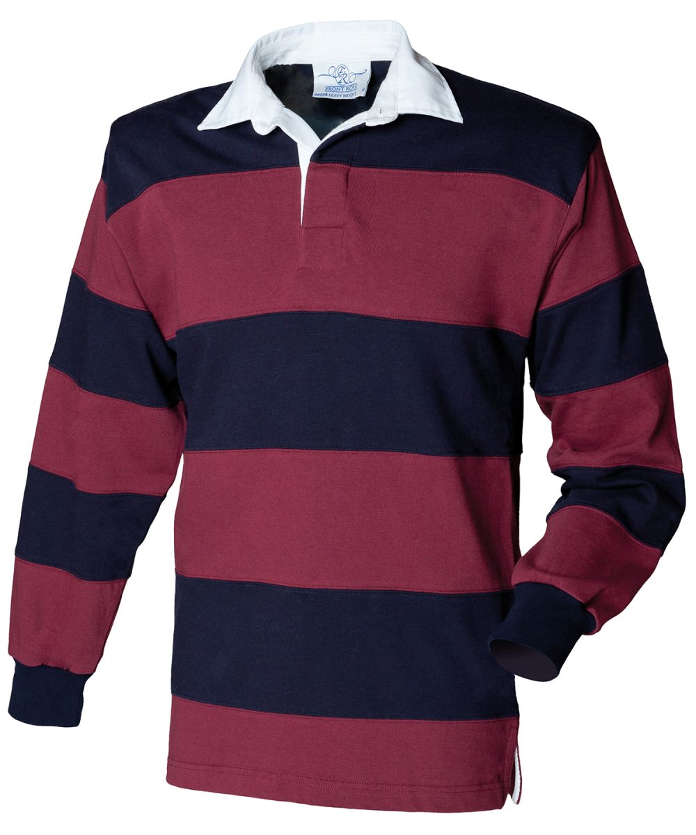 Burgundy/Navy Sewn stripe long sleeve rugby shirt