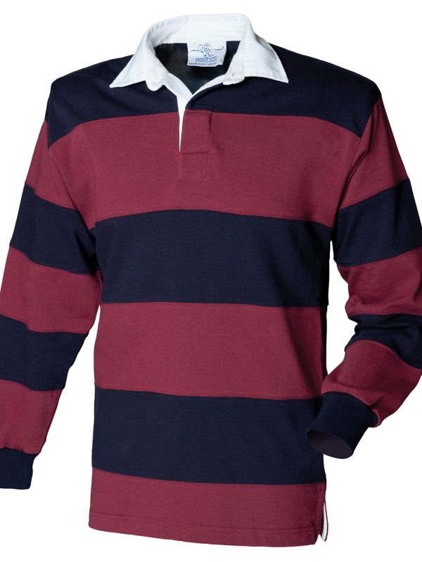 Burgundy/Navy Sewn stripe long sleeve rugby shirt