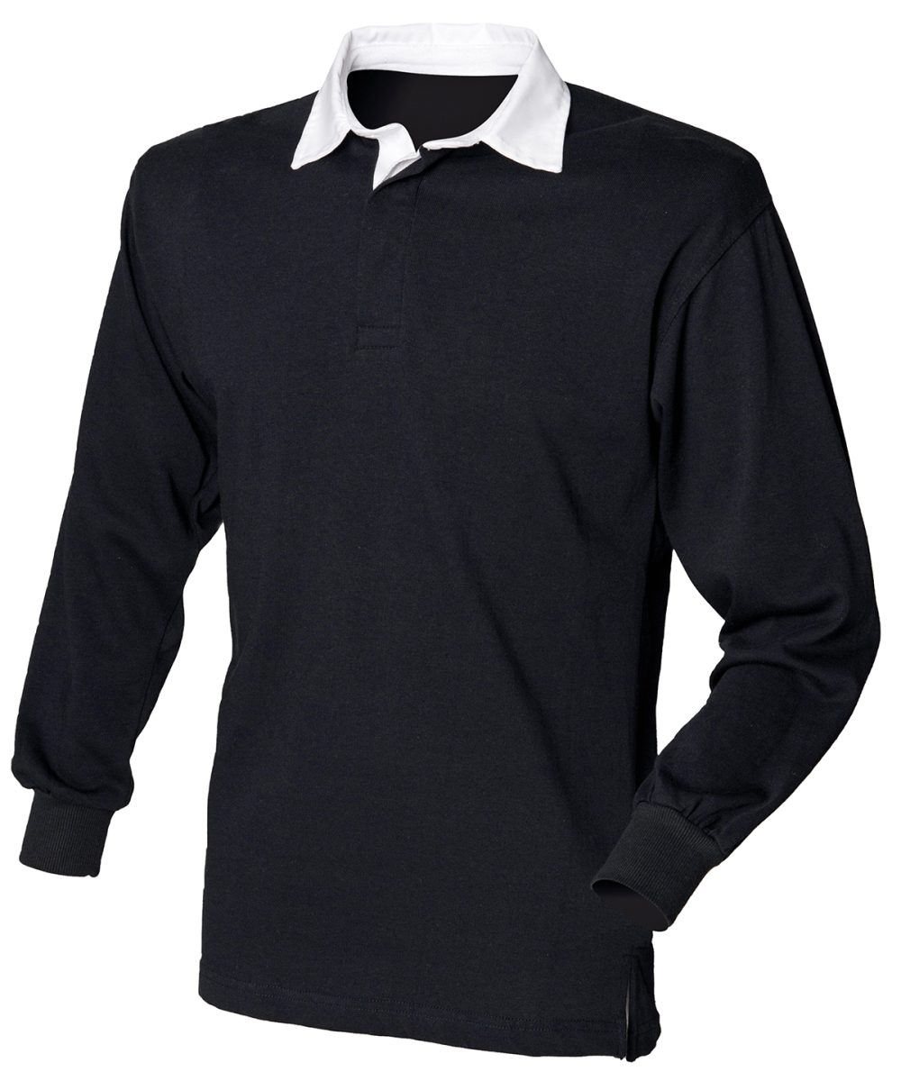 Black/White* Long sleeve plain rugby shirt