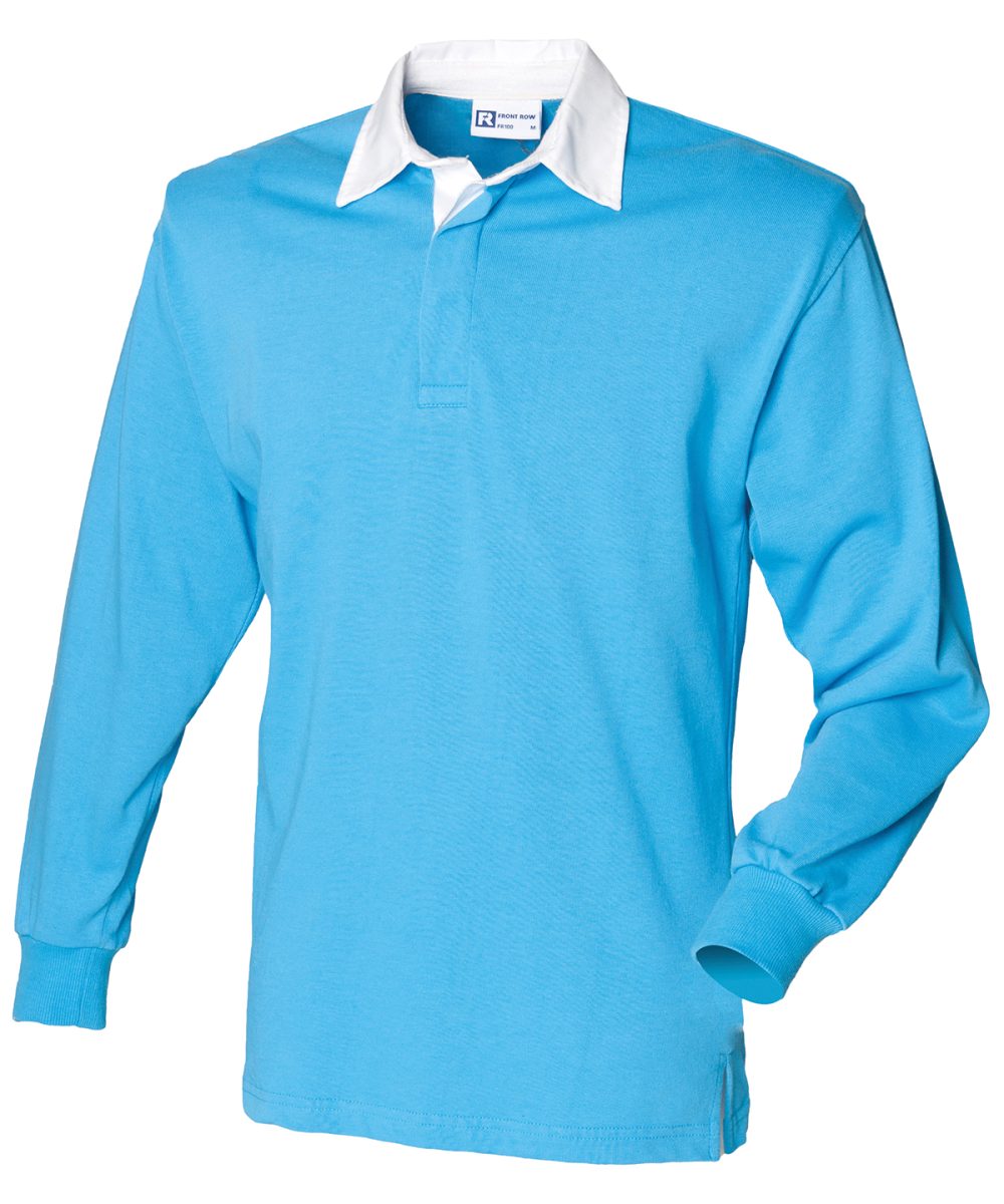 Surf Blue/White Long sleeve plain rugby shirt