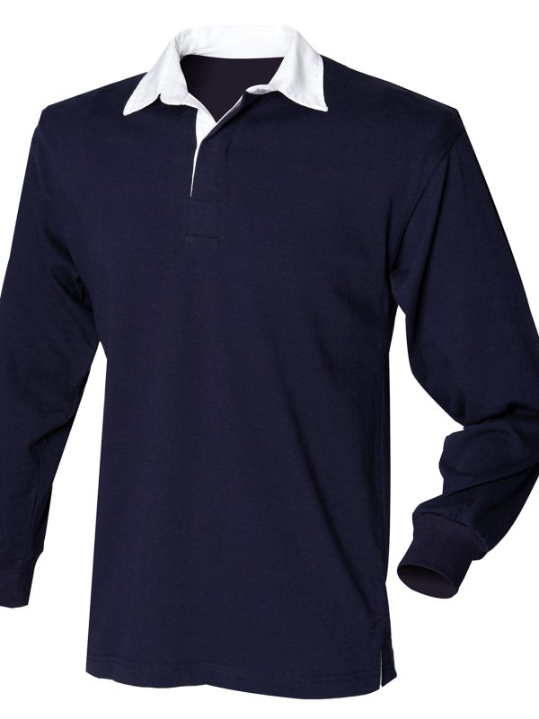 Navy Kids long sleeve plain rugby shirt