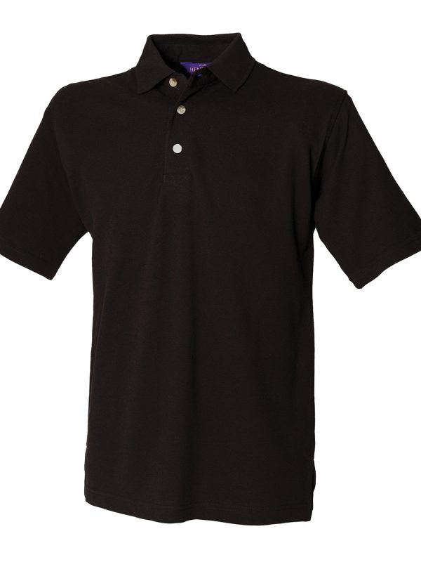 Black*† Classic cotton piqué polo with stand-up collar