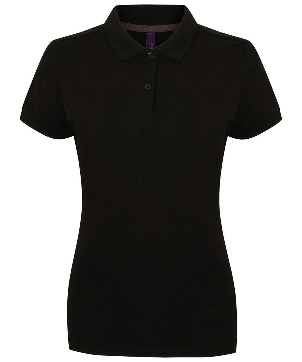 Black Women's micro-fine piqué polo shirt