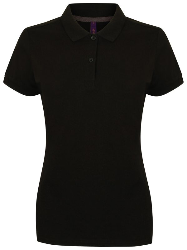 Black Women's micro-fine piqué polo shirt