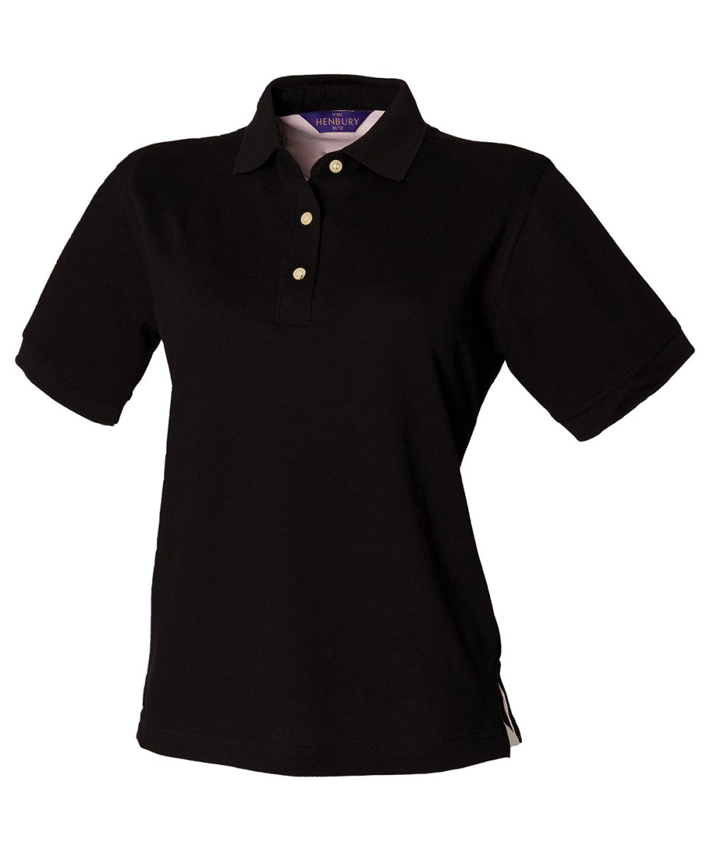 Black Women's classic cotton piqué polo shirt