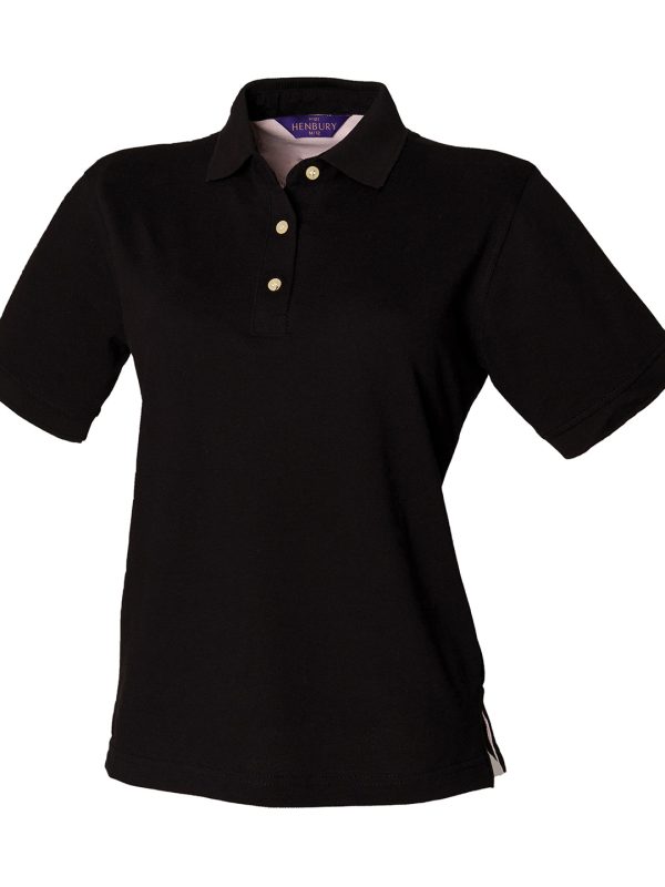 Black Women's classic cotton piqué polo shirt