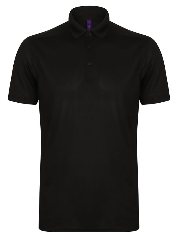 Black* Stretch polo shirt with wicking finish (slim fit)