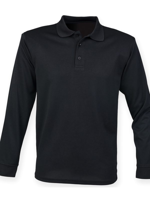 Black* Long sleeve Coolplus® polo shirt