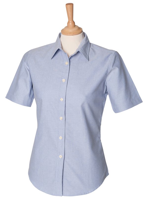 Blue* Women's short sleeve classic Oxford shirt