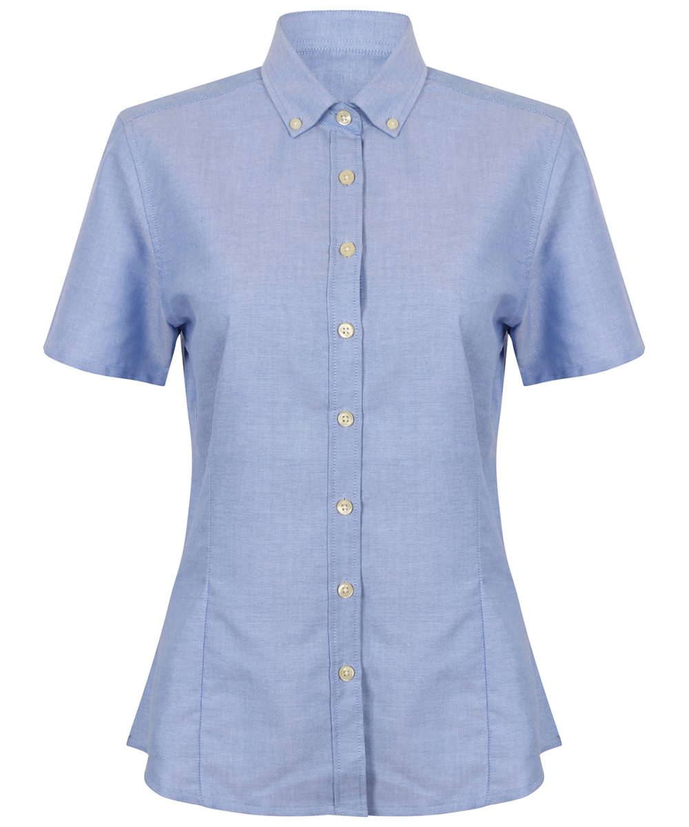 Blue Women's modern short sleeve Oxford shirt