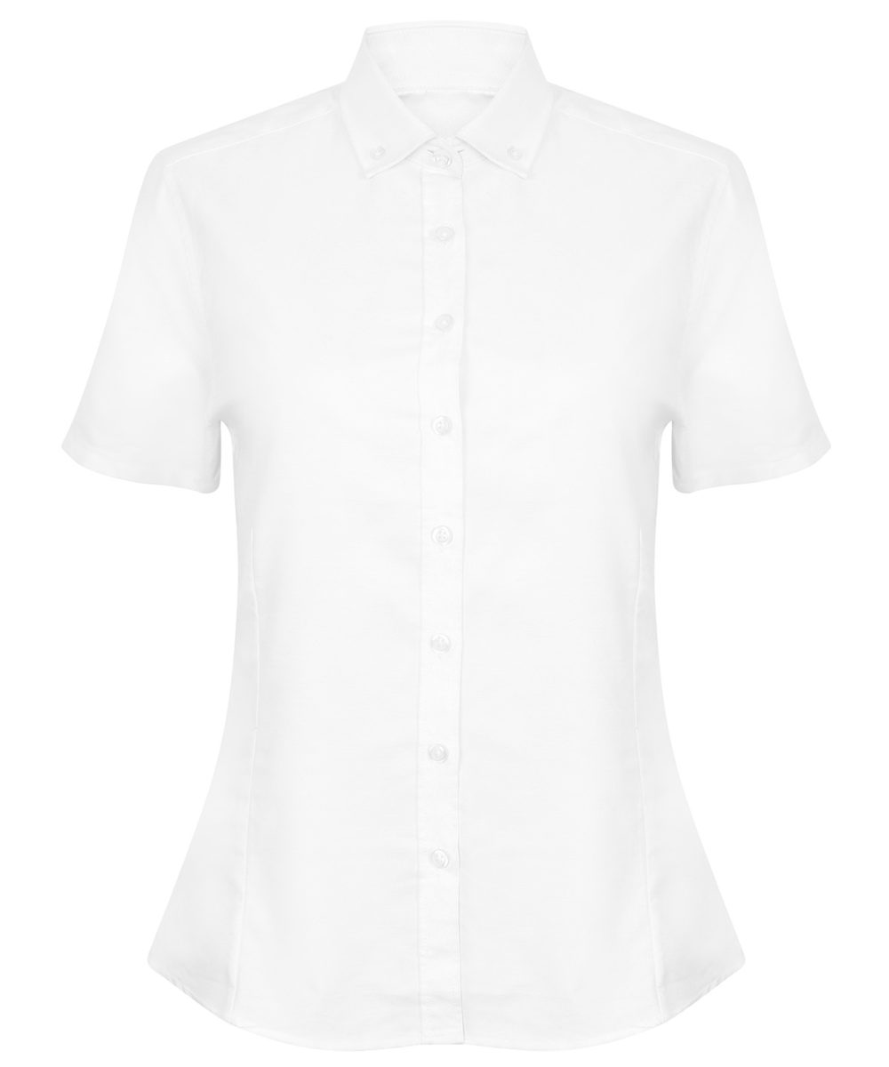 White Women's modern short sleeve Oxford shirt