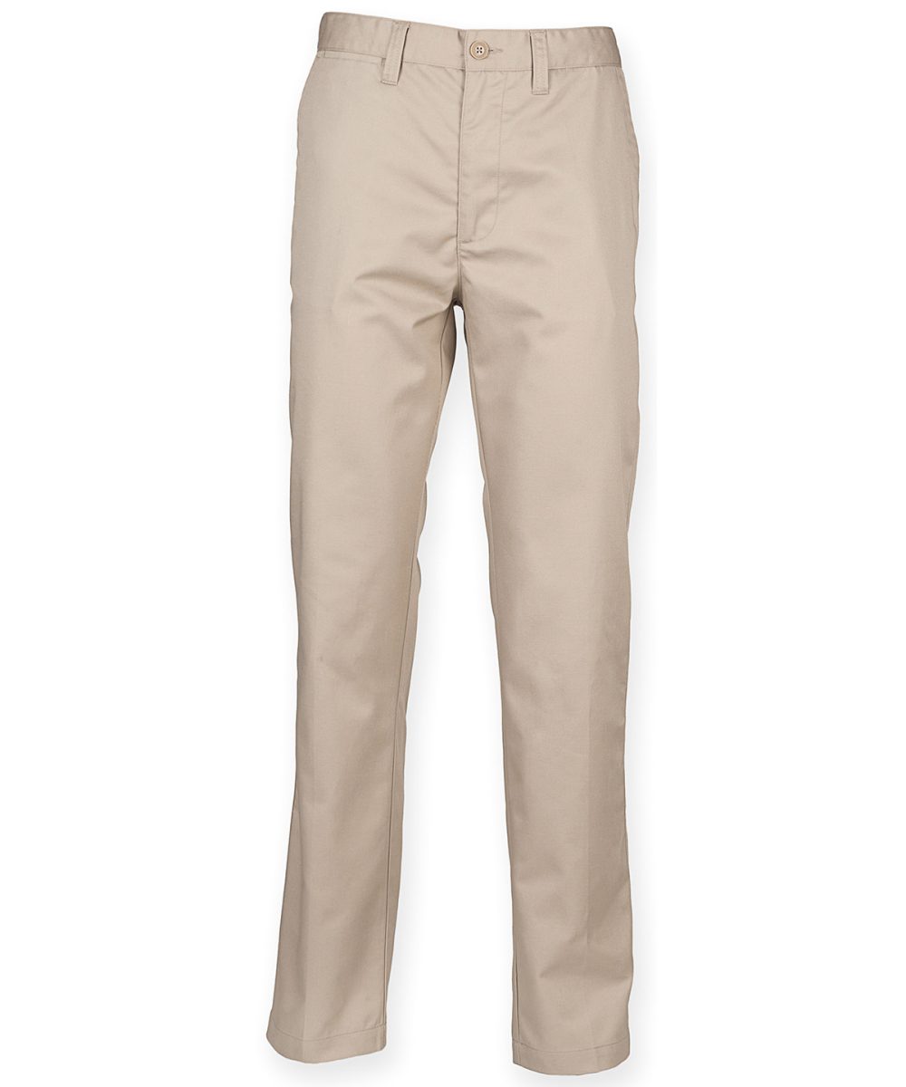 Stone 65/35 flat fronted chino trousers