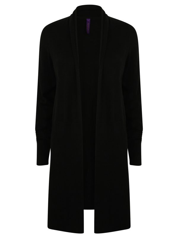 Black Women's longline open cardigan