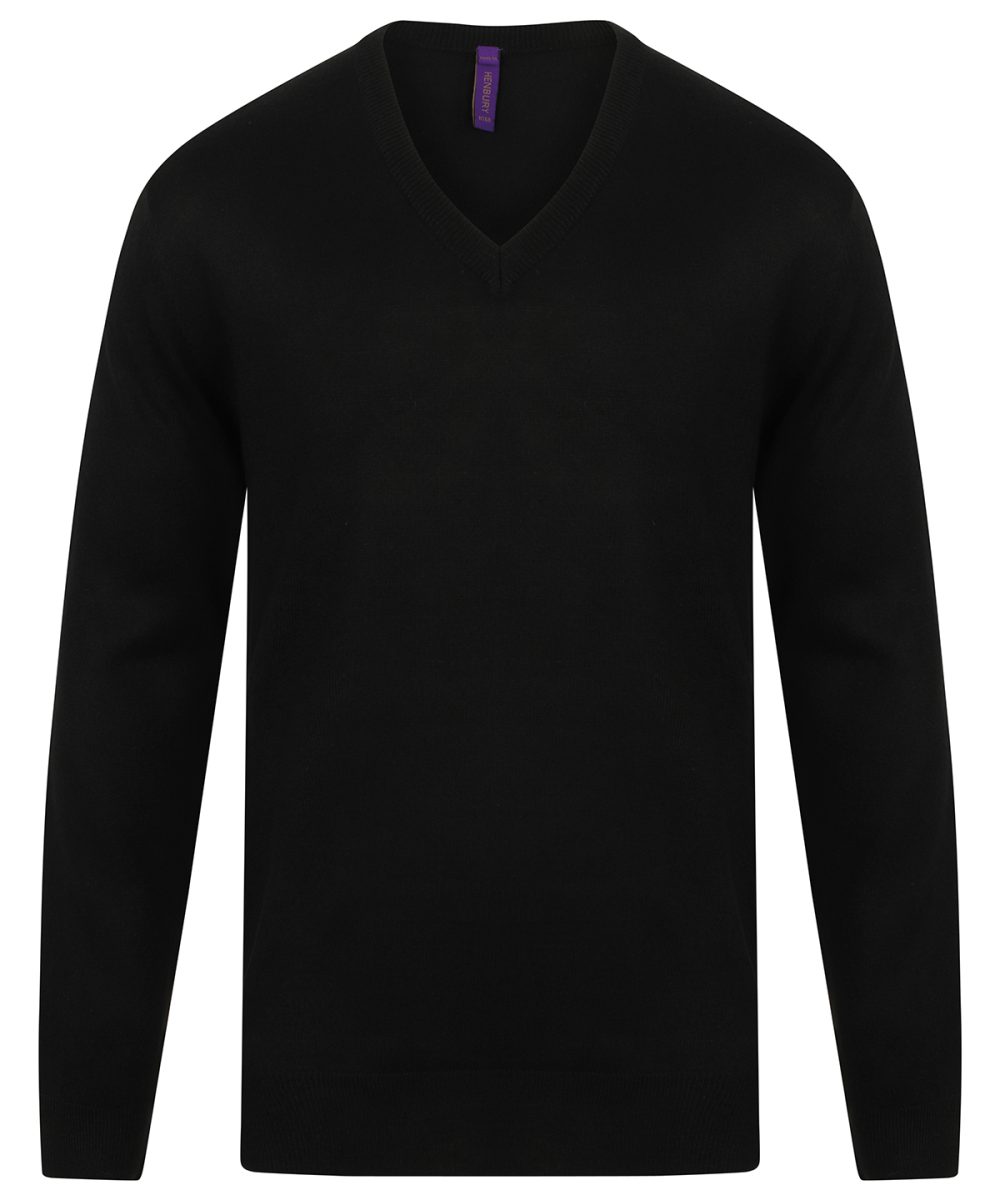 Black Cashmere touch acrylic v-neck jumper