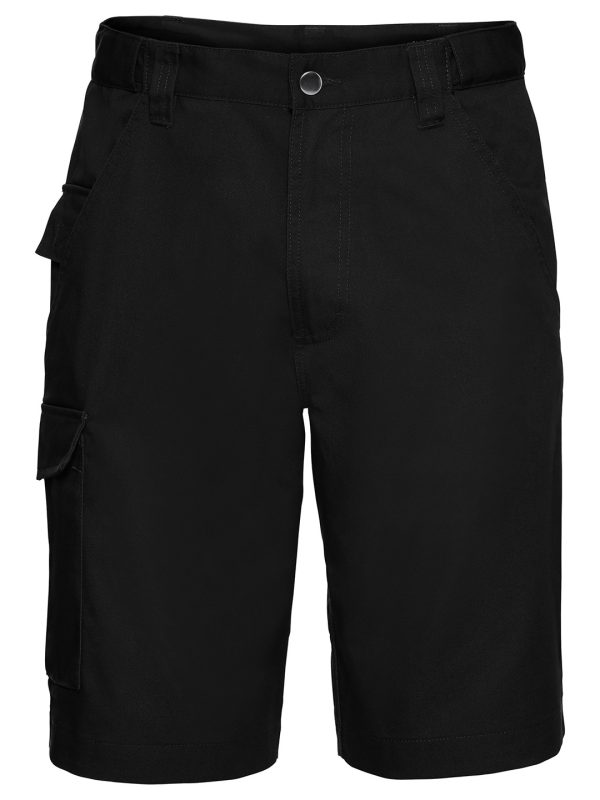 Black Polycotton twill workwear shorts