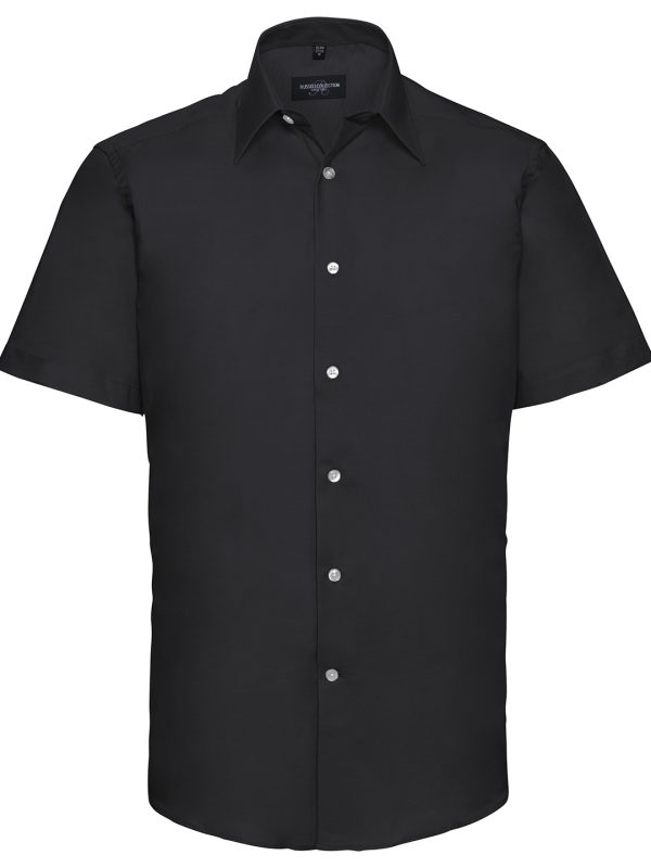 Black Short sleeve easycare tailored Oxford shirt