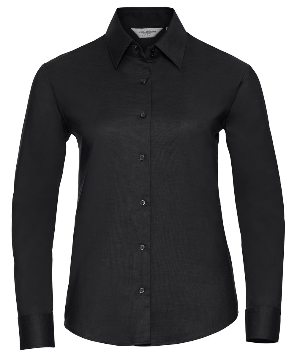 Black Women's long sleeve easycare Oxford shirt