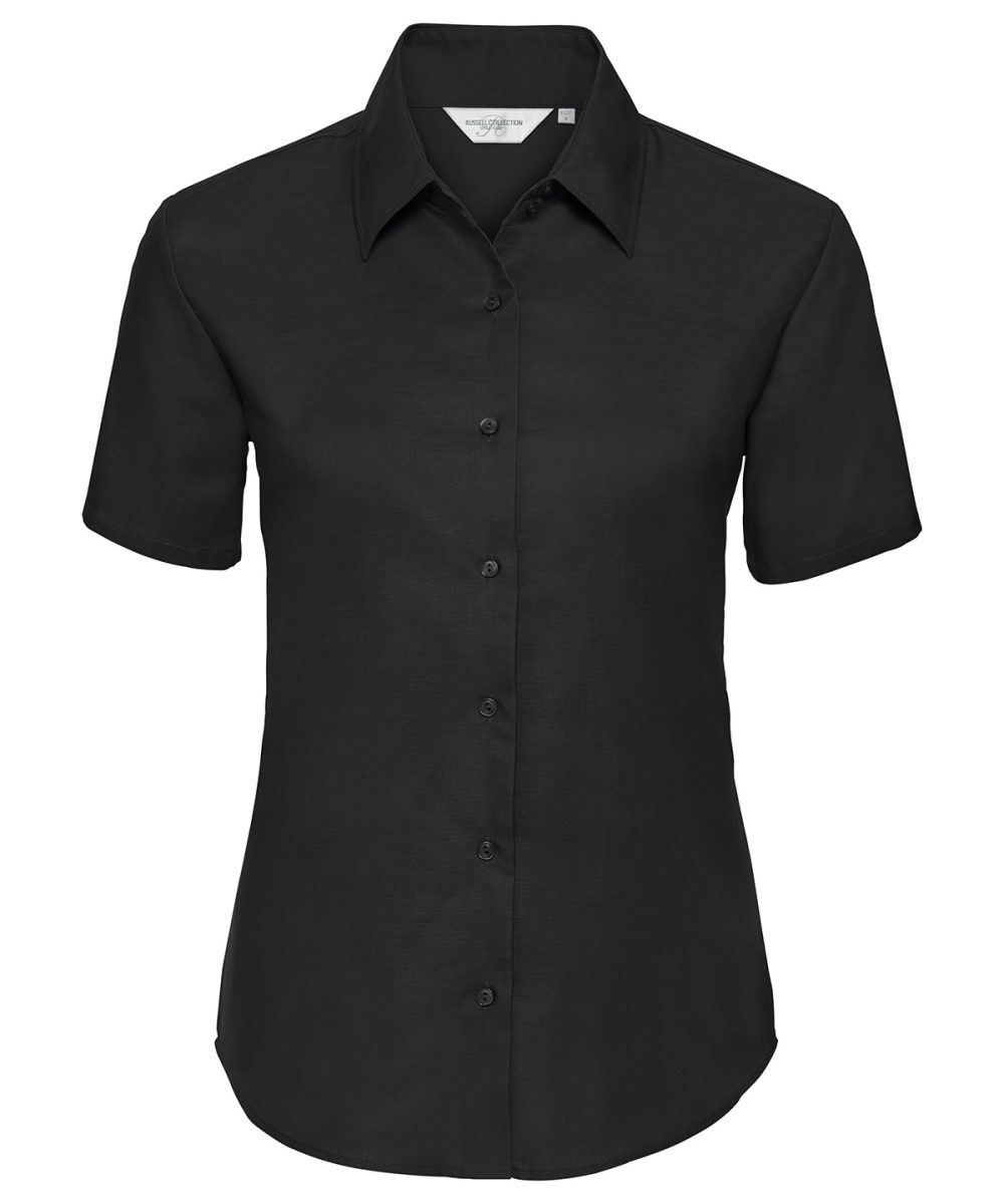 Black Women's short sleeve Oxford shirt