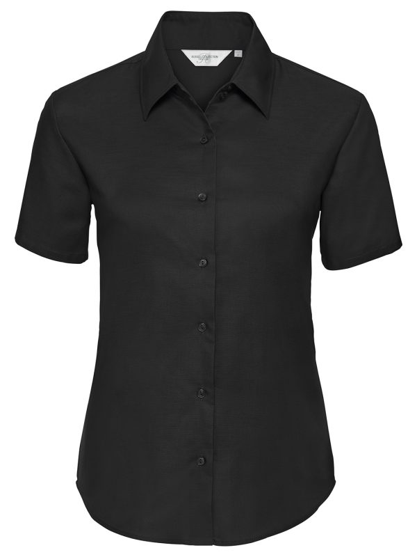 Black Women's short sleeve Oxford shirt