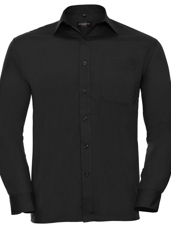 Black Long sleeve polycotton easycare poplin shirt